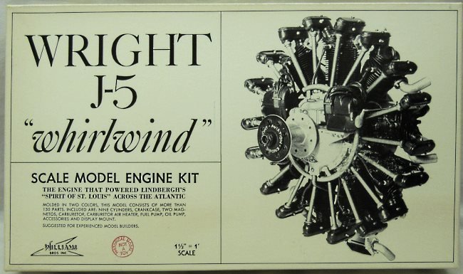 Williams Brothers 1/8 Wright J-5 Whirlwind Radial Aircraft Engine With Engine Mount, 304 plastic model kit